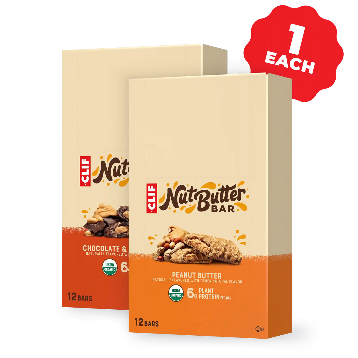 Nut Butter Bar Chocolate & Peanut Butter + Peanut Butter Variety Pack, 24 Bars
