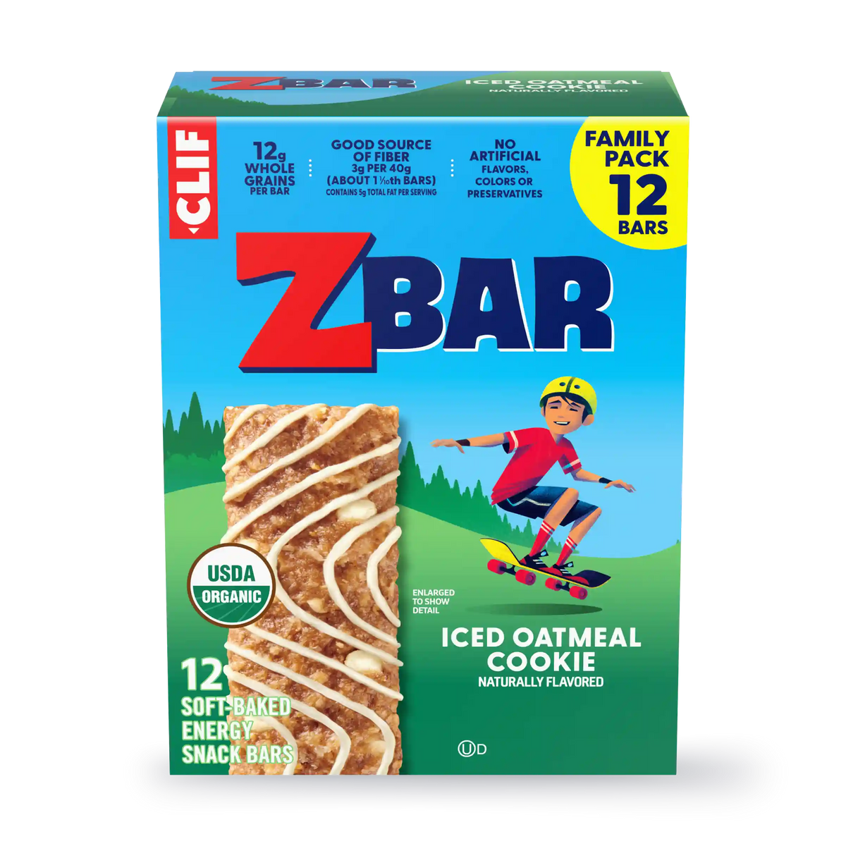 Zbar Iced Oatmeal Cookie Soft-Baked Energy Snack Bars, Organic Granola Bars